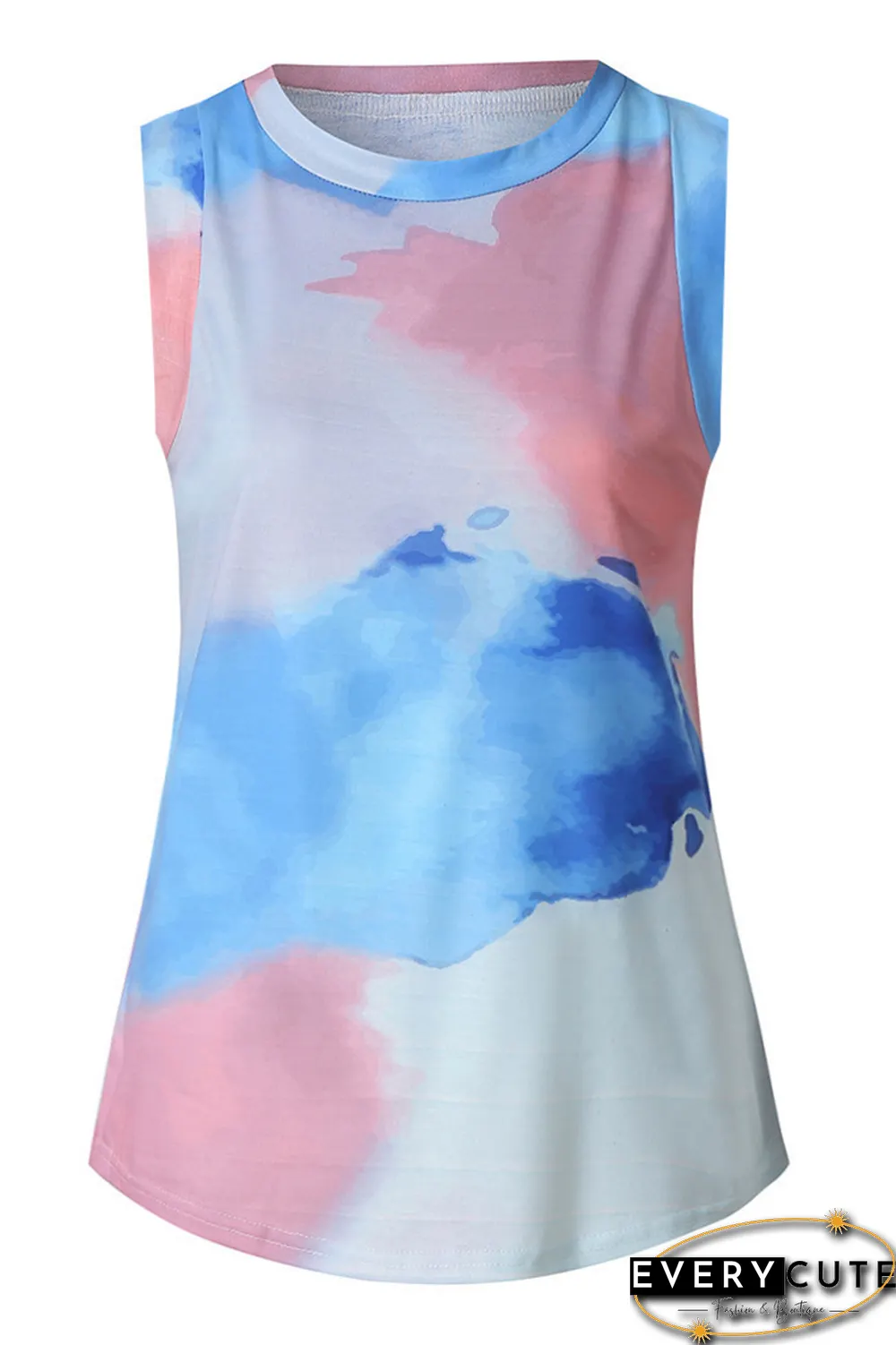 Tie Dye Round Neck Sleeveless Top