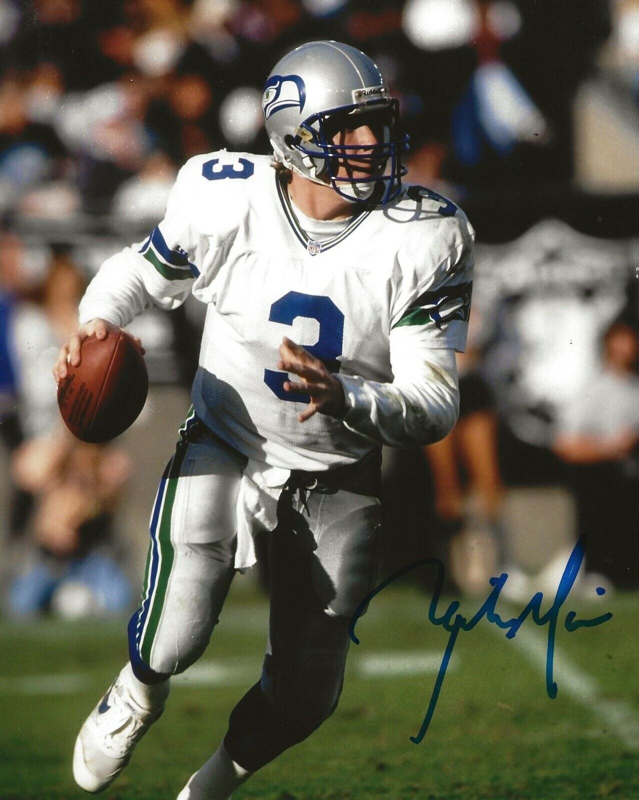 Rick Mirer Notre Dame signed Seattle Seahawks 8x10 Photo Poster painting autographed 3