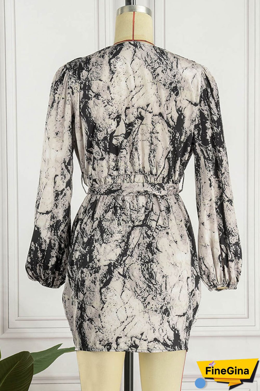 Black Sexy Print Bandage Patchwork Asymmetrical V Neck One Step Skirt Dresses