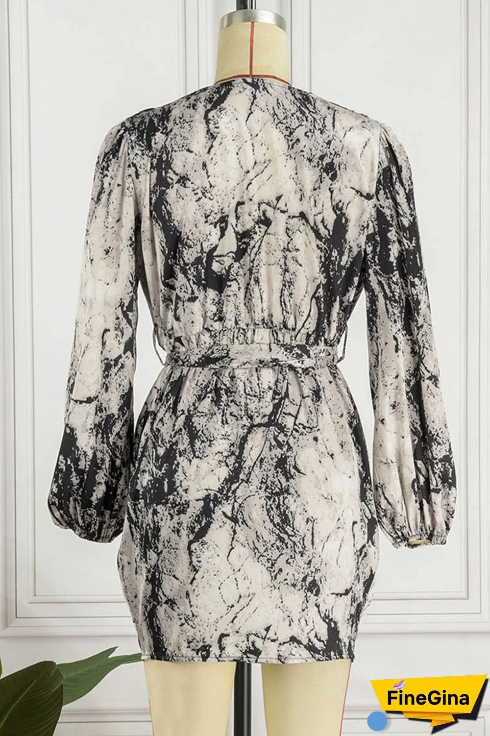 Black Sexy Print Bandage Patchwork Asymmetrical V Neck One Step Skirt Dresses