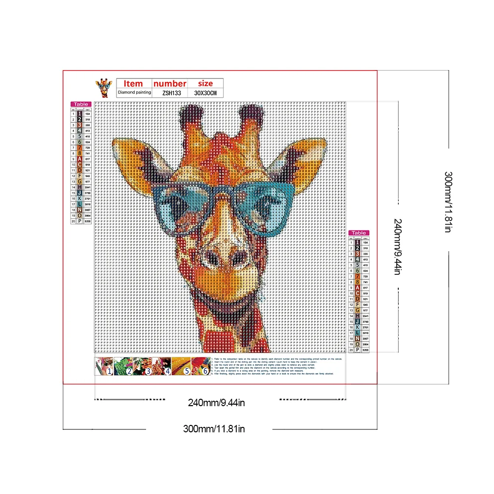 Diamond Painting - Full Round Drill - Giraffe(Canvas|30*30cm)