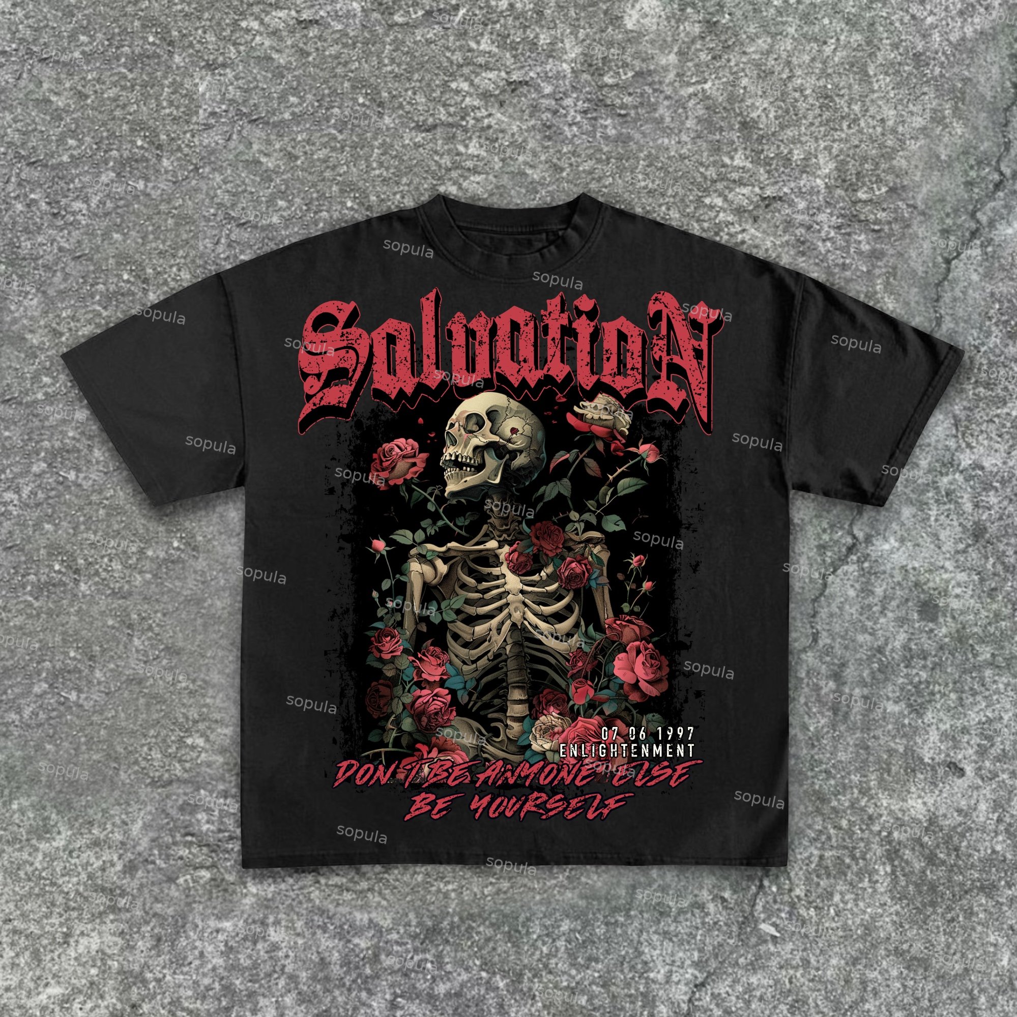 Stylish Men's Rose Skeleton Vintage Print Cotton Casual T-Shirt - SOPULA