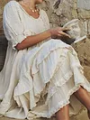 Solid Color Short Sleeves Casual Maxi Dress
