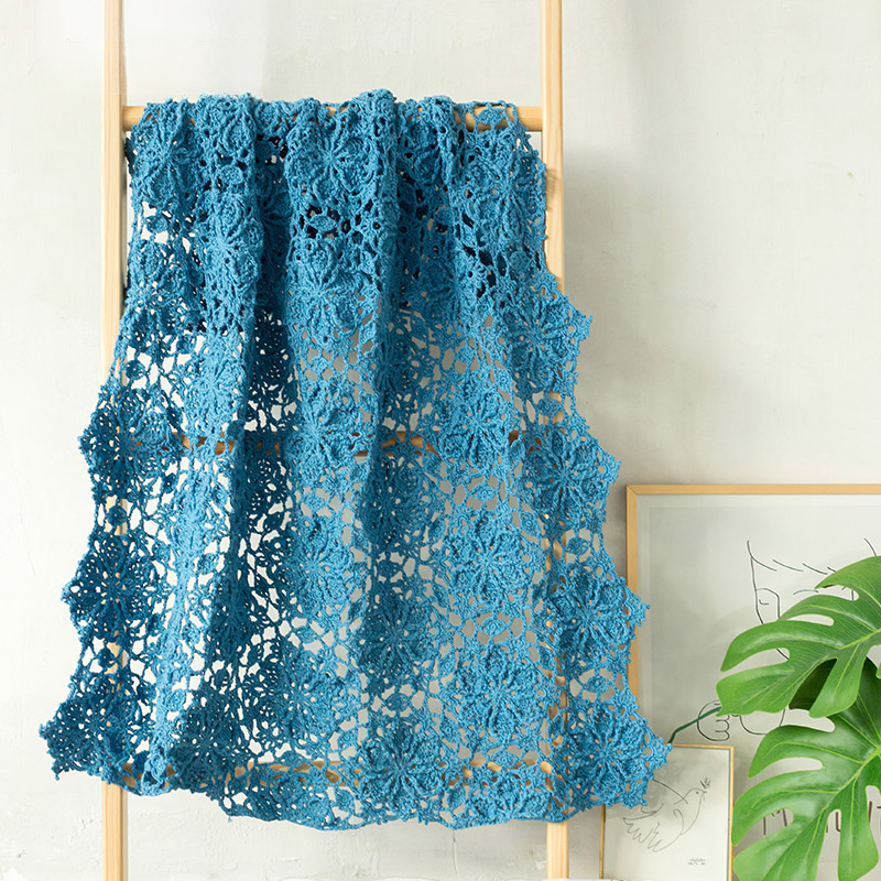 Susan's Crochet DIY Kit – Snow Lace Floral Throw – Crafting Yarn Set