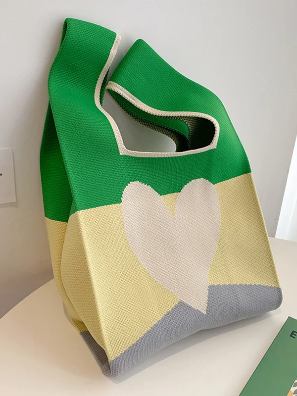 Multi-Colored Heart Print Handbags Bags