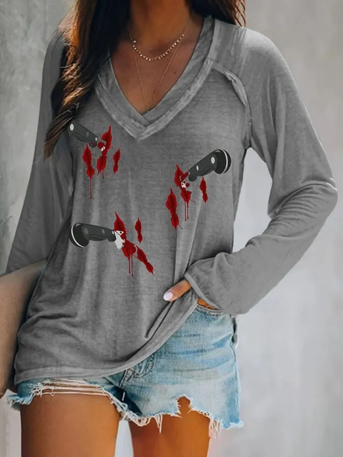 Women's V-Neck Long Sleeve T-Shirt