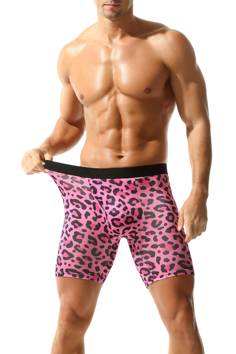 Men's Leopard Doughnut Print Pink Stretchy Boxer Briefs