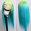 Preplucked Full Lace Human Hair Wigs Green Blue 13x6 Straight Lace Front Wig Remy Pink Orange Ombre Human Hair Wig