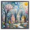 Colorful Houses-14CT Stamped Cross Stitch 40*40cm/15.75*15.75in tapestrymarket