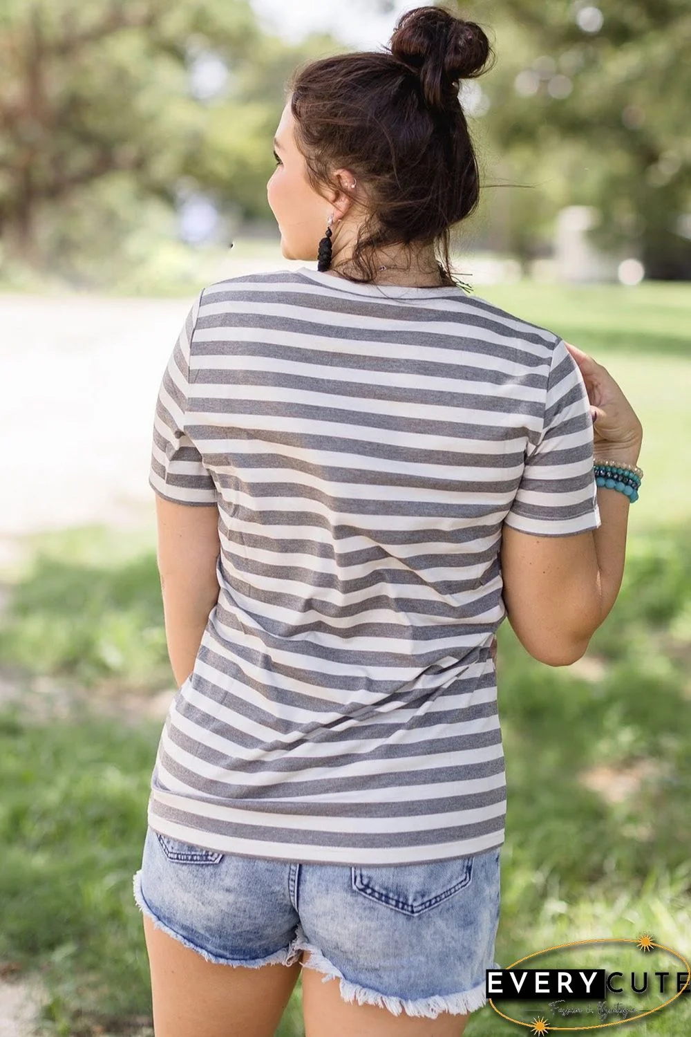 Striped Aztec Dotted Mixed Prints Tee