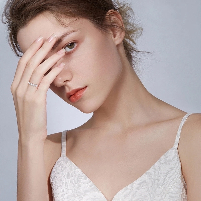 925 Sterling Silver Moissanite Geometric Rings