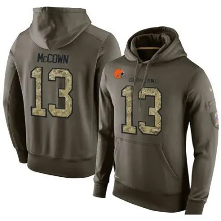 NFL Men's  Cleveland Browns #13 Josh McCown Stitched Green Olive Salute To Service KO Performance Hoodie