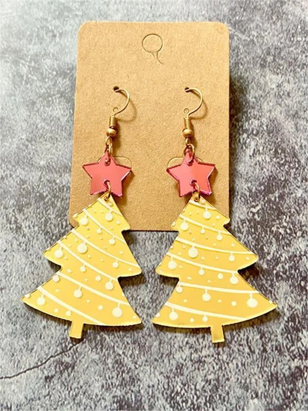 Women's Christmas Earrings Mirror Acrylic Glitter Christmas Tree