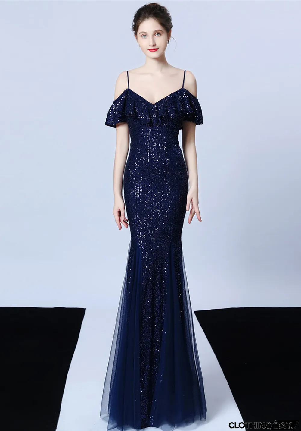 Plus Size Women Sequined Formal Party Maxi Evening Dress