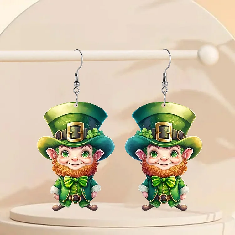 Lucky elf Shamrock Acrylic Earrings