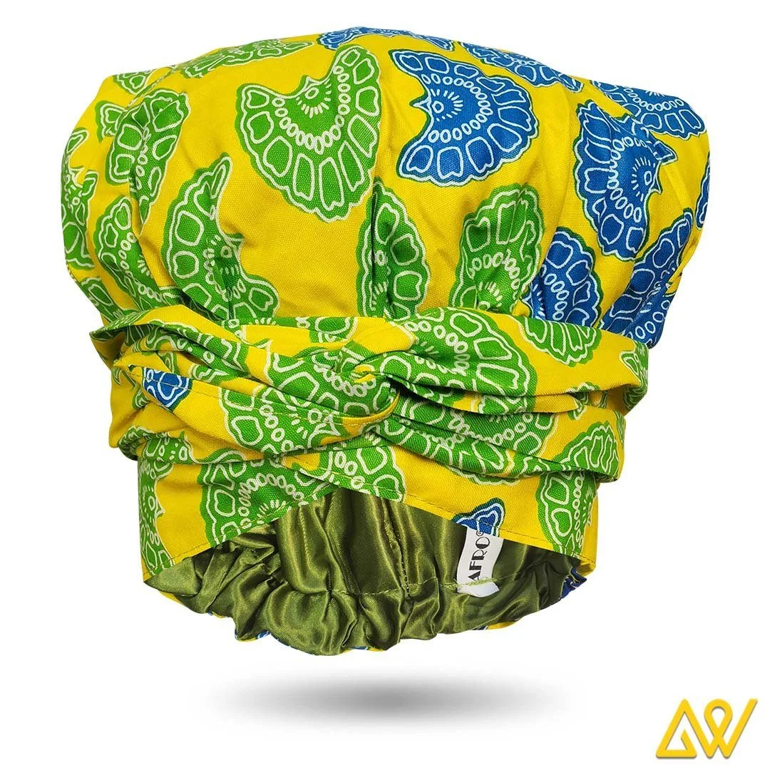 African Print Head Wrap With Satin-Lined-AW1107