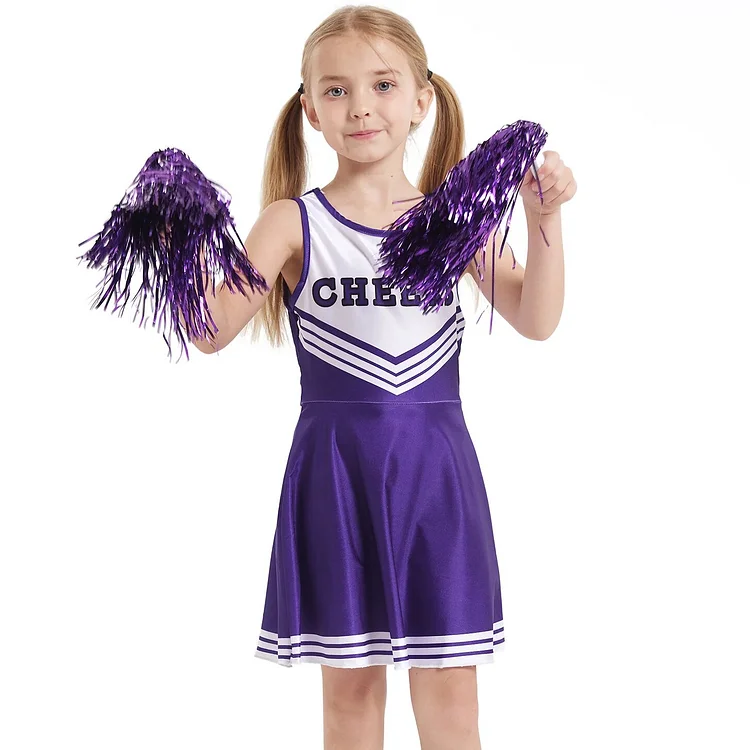 【Wetrose】In Stock Cheers Kid Kids Costume Cheerleading Uniform Cheerleader Pompoms School Sports Day Meeting Race Match Cheering