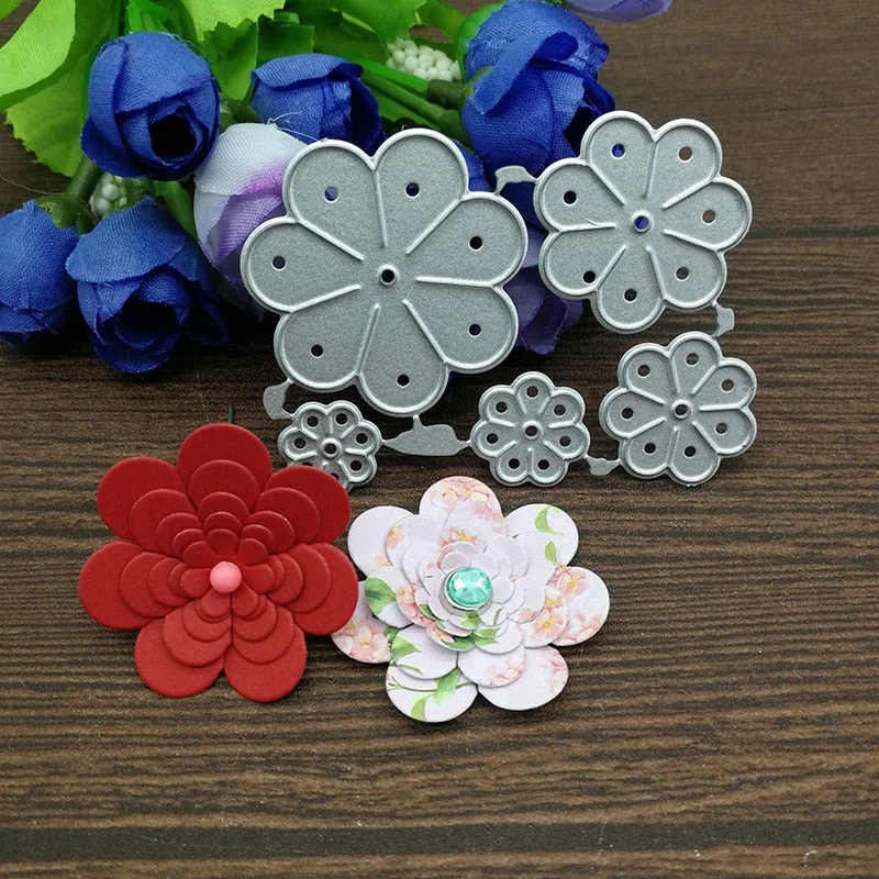 5pcs flower Metal Cutting Dies Stencils For DIY Scrapbooking Decorative Embossing Handcraft Die Cutting Template