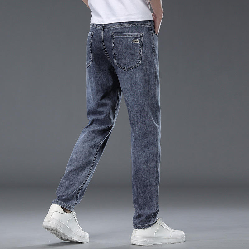 Greenacrs High-quality Jeans Men's Spring and Autumn New Fashion Slim Trousers Men's Simple Cotton Elastic Embroidered Straight Pants Boys