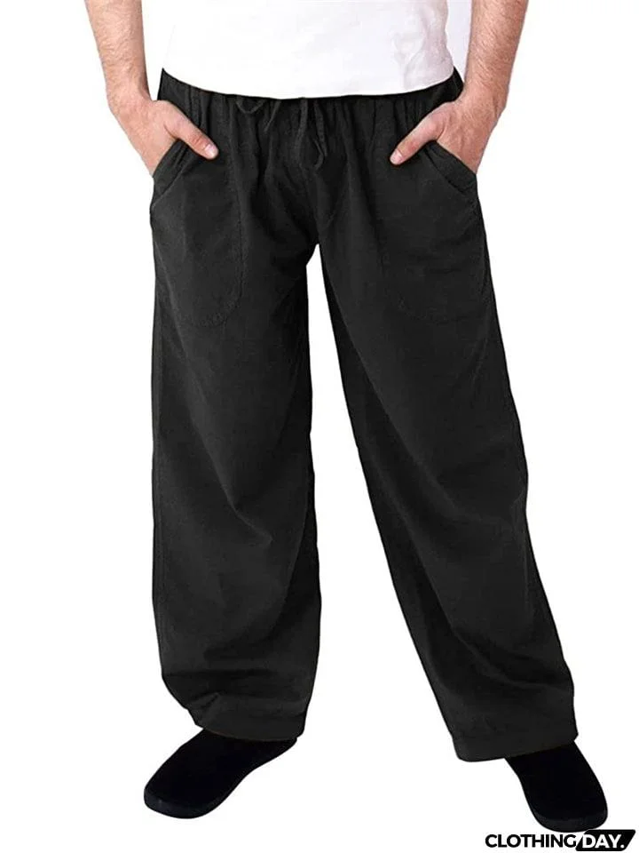 Men's Sports Quick Dry Drawstring Large Pockets Loose Pants
