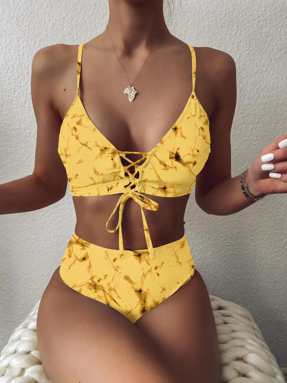 Sexy Tie-dye High Waist Bikinis Women's Swimwear 2021 New Swimsuit Woman Bathing Suit  Push Up Swimsuits Swim Wear