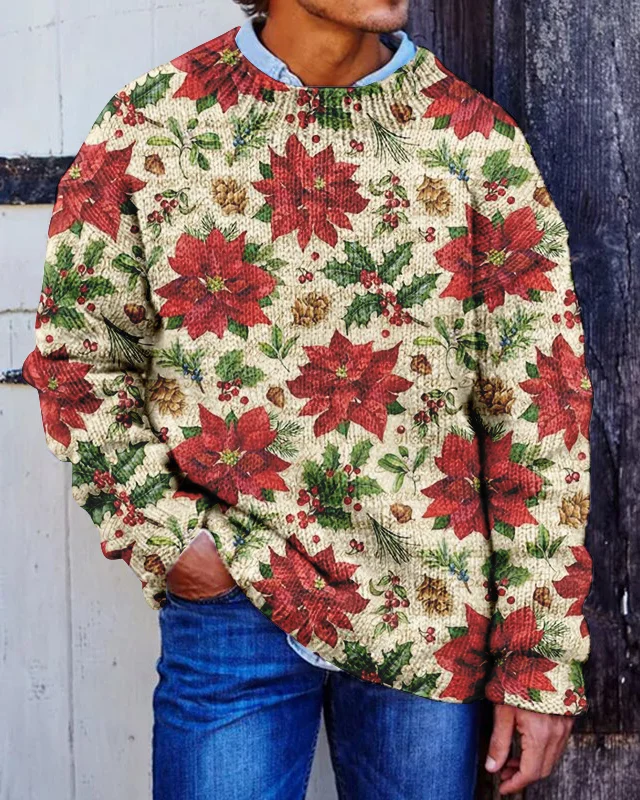 Men's Flower Nuts Hazelnut Print Knit Sweatshirt