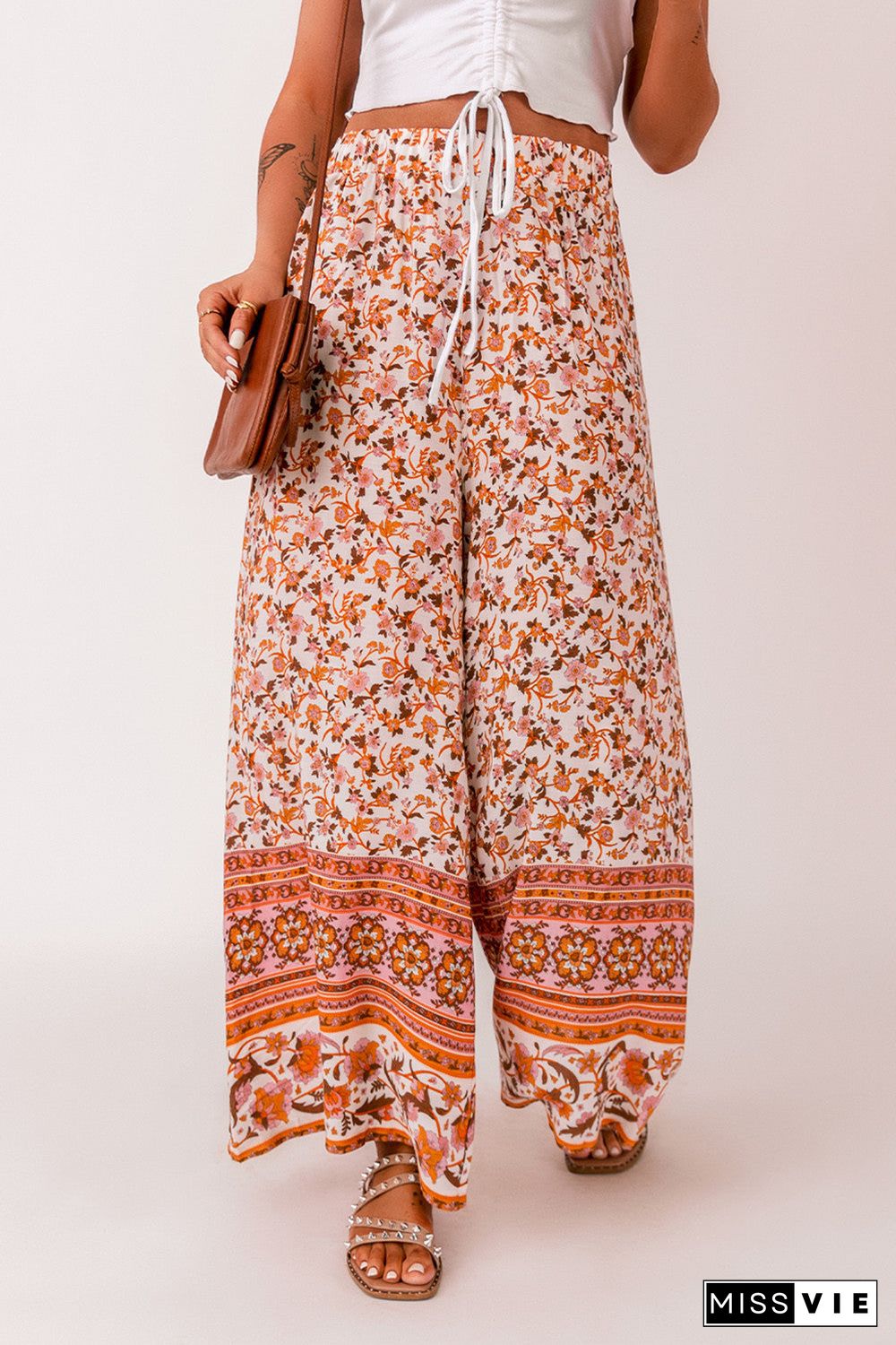 Boho Floral Wide Leg Palazzo Pants