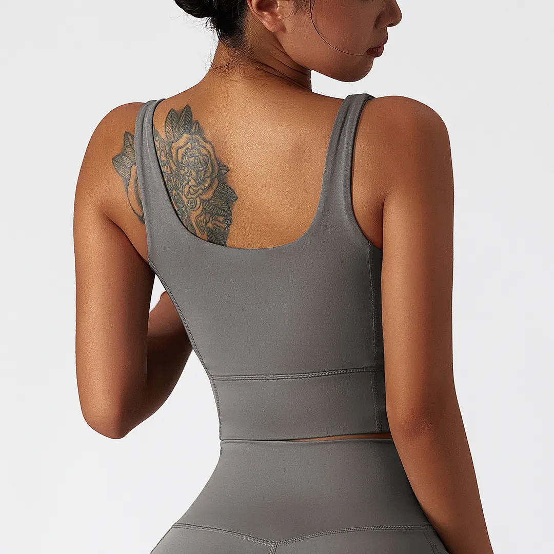 Buy Gray different colors and types of cloud feeling high impact push up shock absorber running sports bra padded on Hergymclothing
