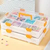 (US Only)4 Layers Plastic Bead Storage Box DIY Art Craft Accessory Organizer Case(Orange)