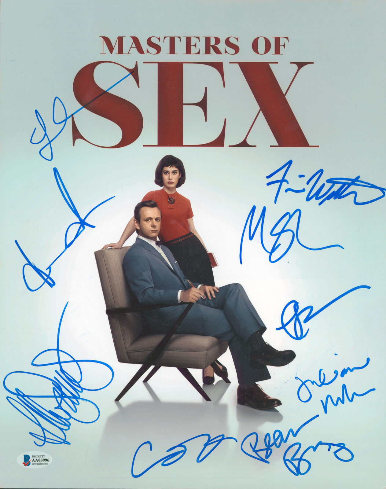 Masters of Sex (9) Sheen, Caplan, Bridges, Janney +5 Signed 11x14 Photo Poster painting BAS