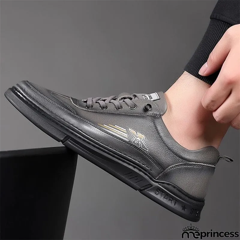 Fashion Hand Stitch Lace Up Genuine Leather Men Shoes