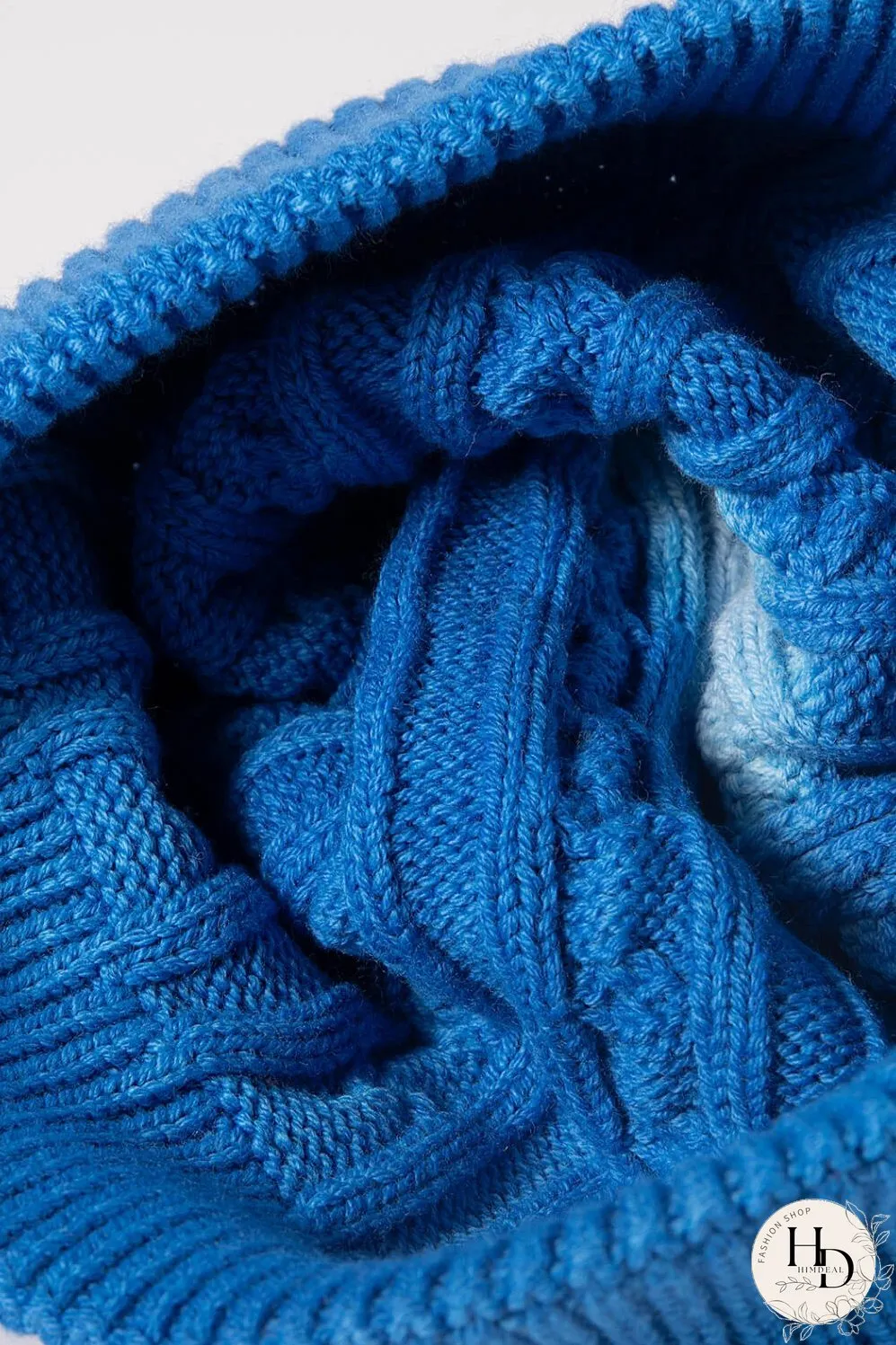 Contrast Tie-Dye Cable-Knit Cuffed Beanie