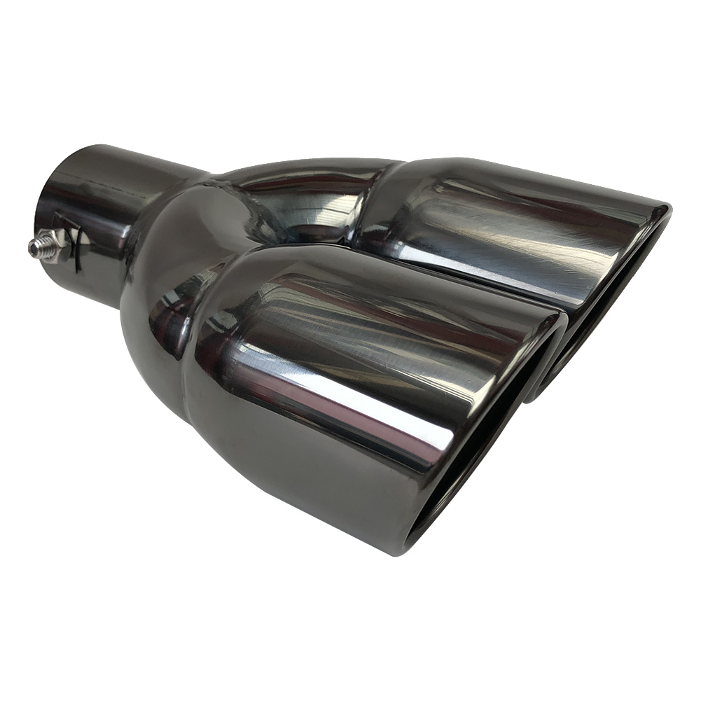 

Car Dual Exhaust Muffler Tip Bolt-on Rolled Edge Slant Cut Black Titanium, 63mm, 501 Original