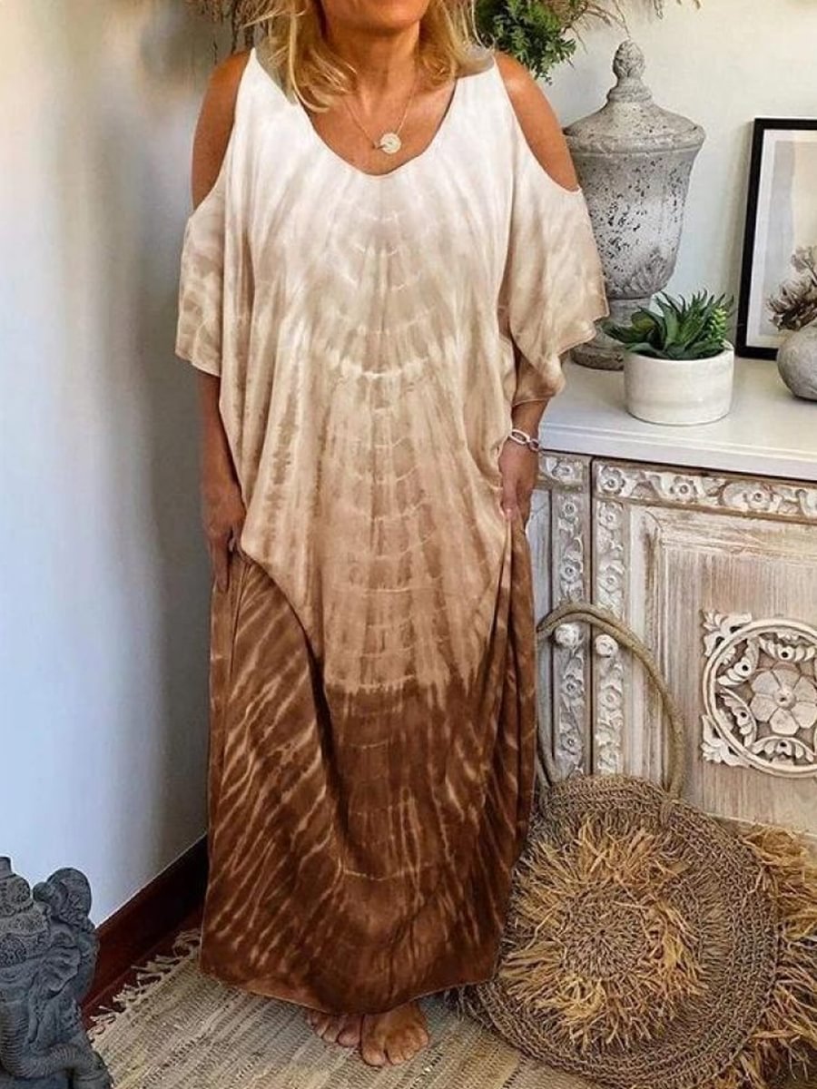 Loose Ombre Tie-Dye Maxi Dress