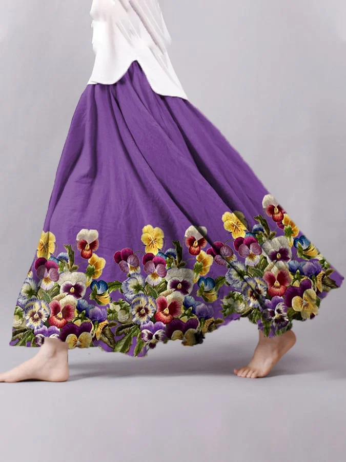 Women's Purple Alzheimer's Flower Print Skirt socialshop