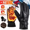 USB Hand Warmers Waterproof Leather Heating Gloves PU for Fishing Riding Cycling