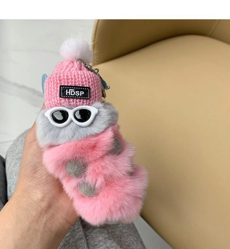 Cute Caterpillar Plush Unisex Bag Pendant Keychain
