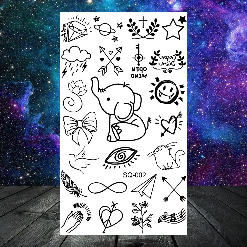 Pirate Anchor Rose Flower Temporary Tattoos For Women Adult Kids Lion Skull Dragon Snake Fake Tattoo Neck Arm Hands Small Tatoos