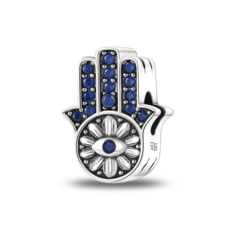 Genuine 925 Sterling Silver Demon Eye Guard Palm Pendant Chain for Women Snake Charms Bracelet DIY Jewelry KTC212