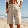 Men's Vintage Linen Casual Beach Vacation Three-Quarter Shorts by Inlyline
