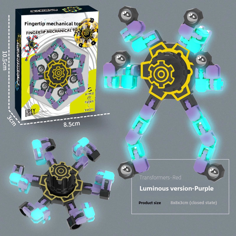 Gyro Toy Children’s Boy’s Transformable Luminous Puzzle Mechanical Fingertip Finger Rotation Decompression Boy’s Toy