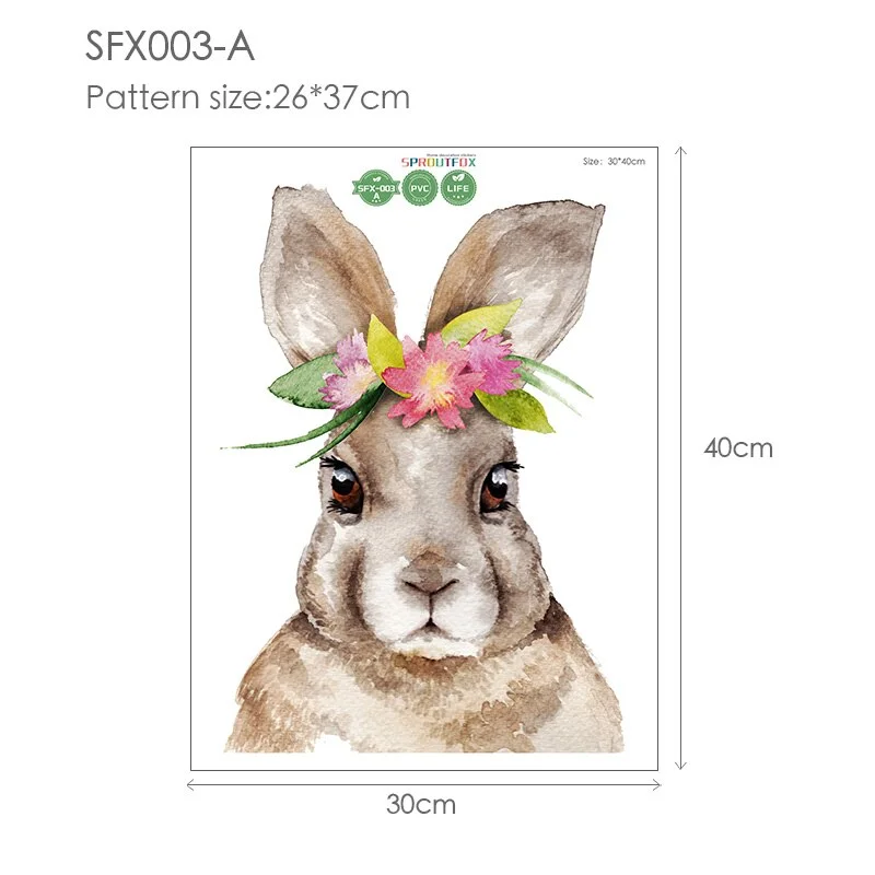 30*40cm Wall Stickers Home Decor Living Room Two Cute Rabbits Removable Home Living Room Decoration Mural Bunny Stickers