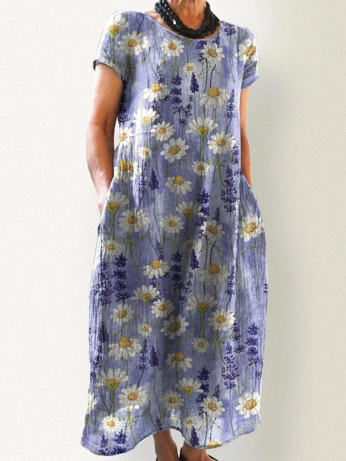 Retro flower print casual dress