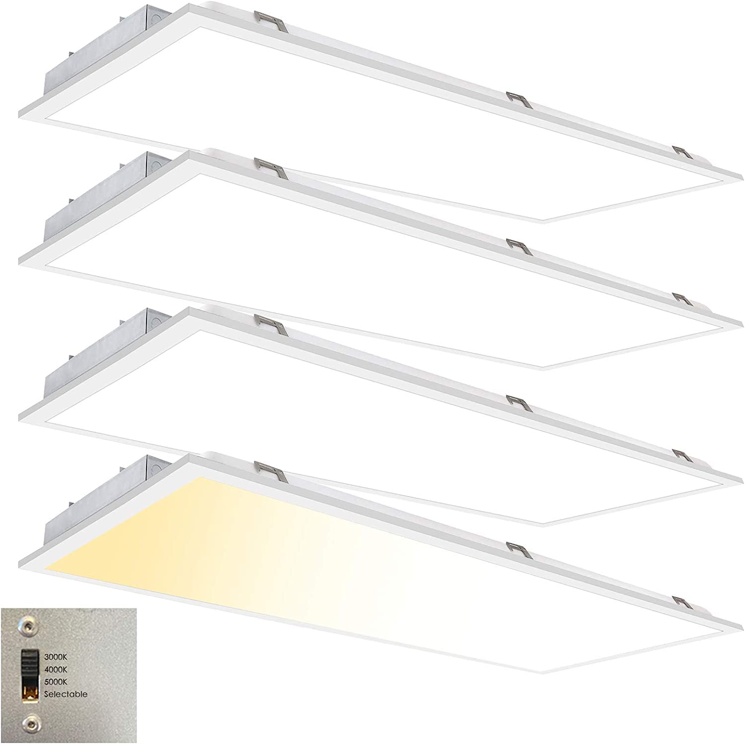 2x4 LED Flat Panel Light, Drop Ceiling Light 3 Color 4 Pack 