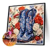 Diamond Painting-DIY Full Round Drill Flower Cowboy Boots（40*40CM)