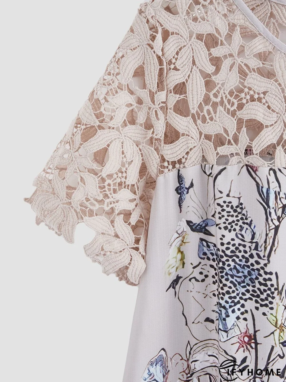 Lace Floral Boho Short sleeve Vacation Dress | IFYHOME