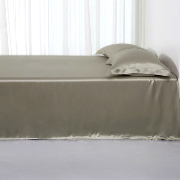 19 Momme Silk Flat Sheets Taupe Gray