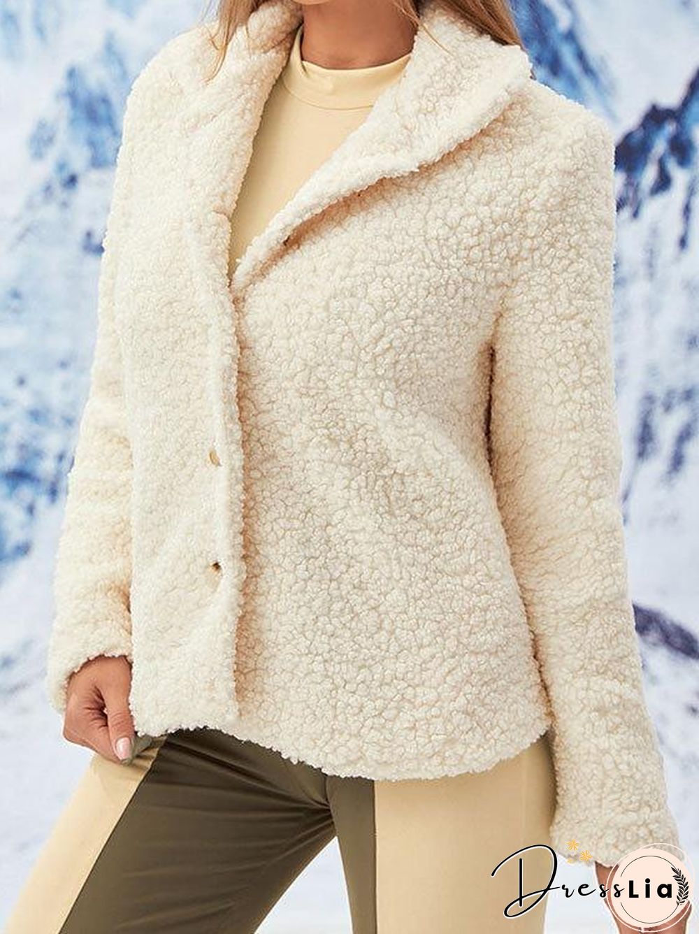 Beige Chic Warm Button Coat