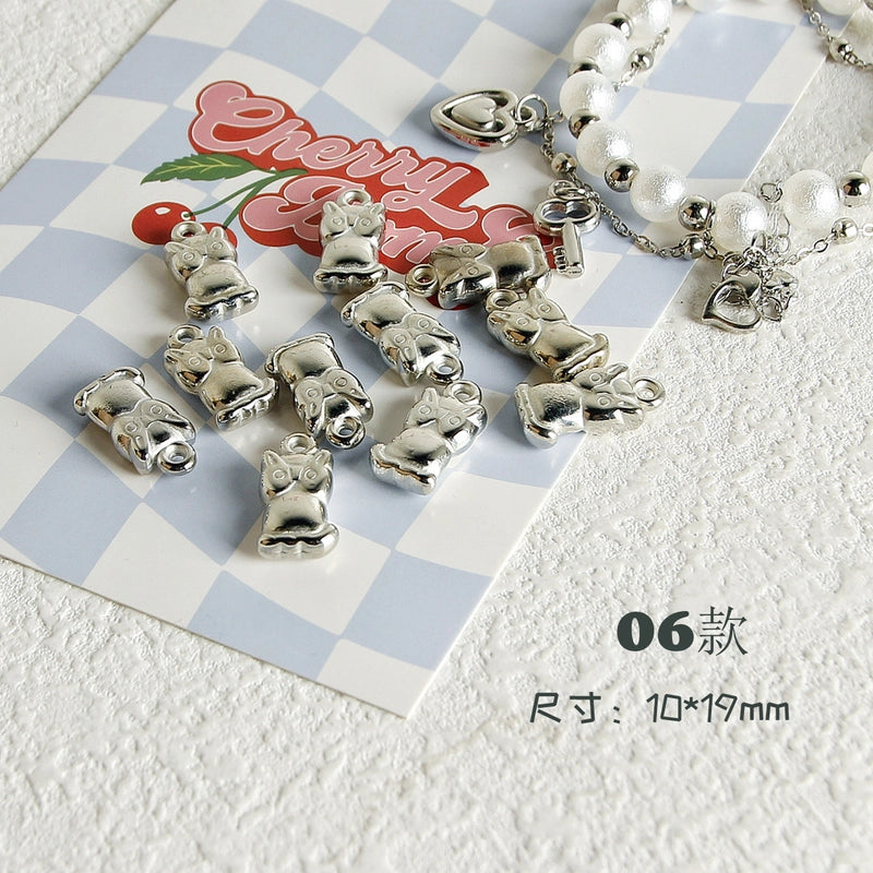 10 PCS/Package 7 * 12mm Arylic Cross Cherry Bow Knot Polished Pendant Jewelry Accessories