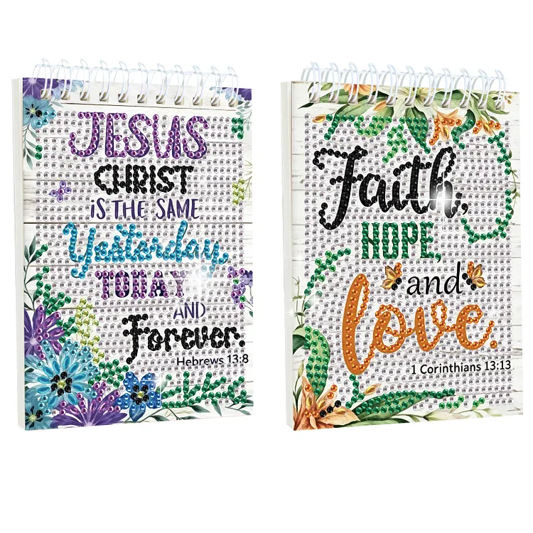 【Notebook】2Pcs Faith Hope Love Diamond Painting Notebook 80 Pages No Lines for DIY Crafts Gift gbfke